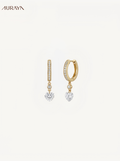 Shimmering Diamond-White Heart Drop Earrings