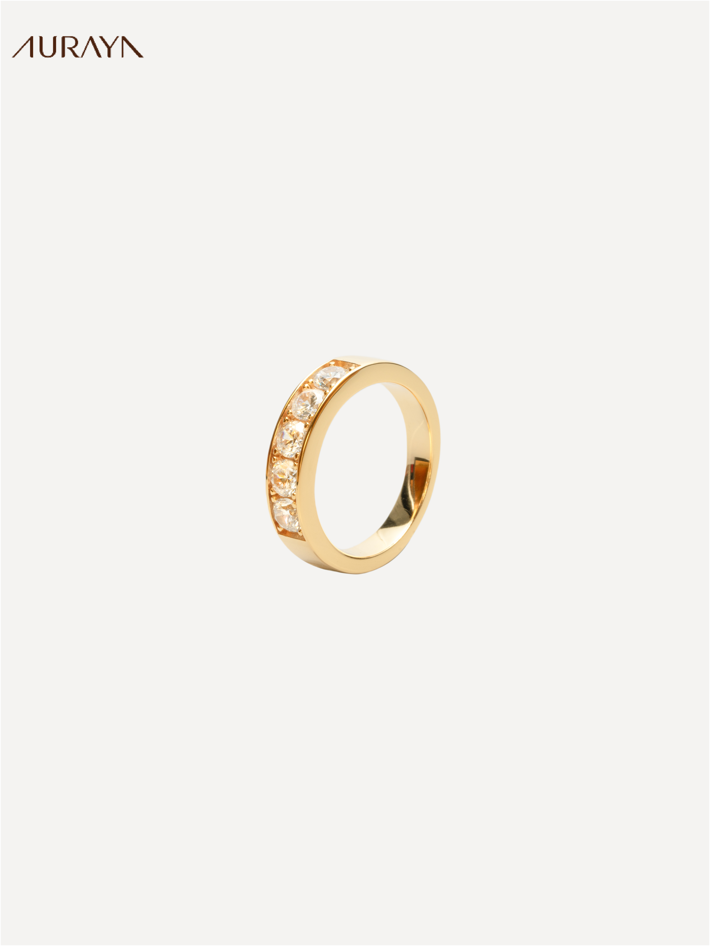 Half-Pavé Polished Band Ring
