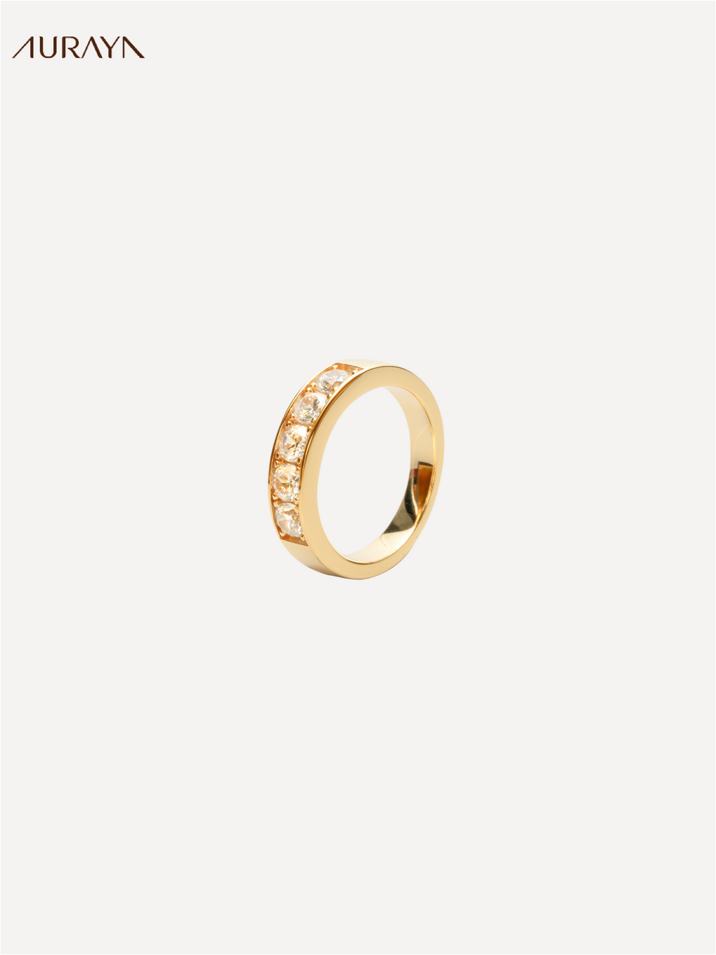 Half-Pavé Polished Band Ring