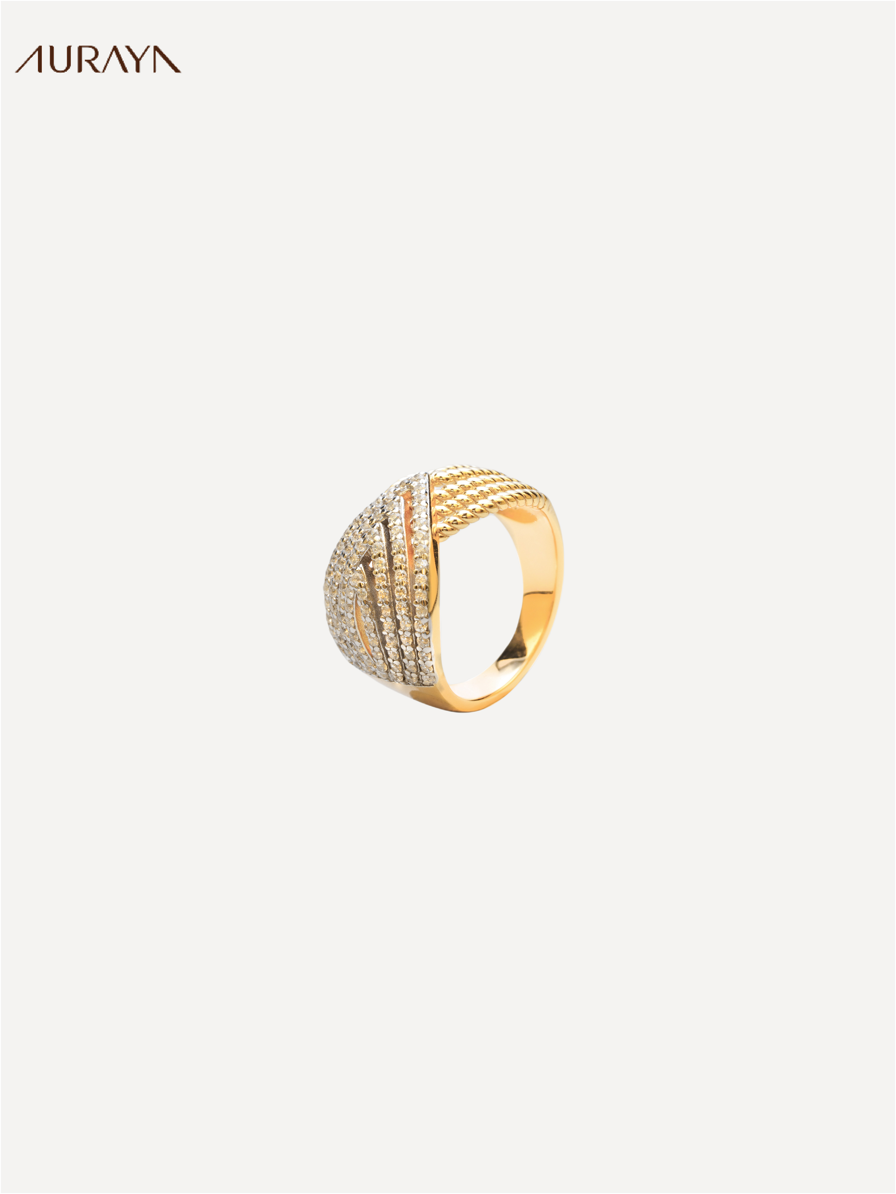 Two-Tone Intertwined Cross Band Ring