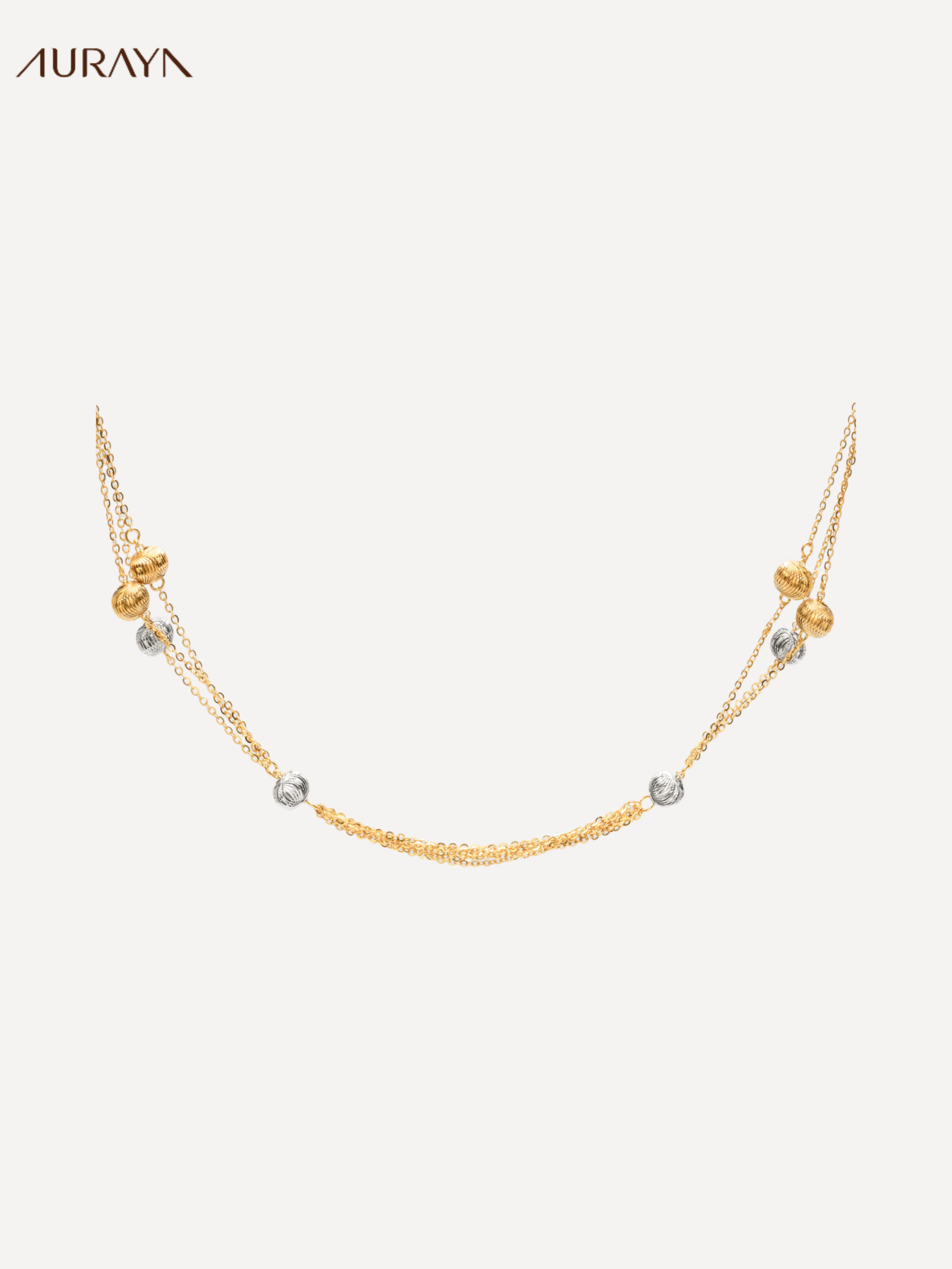 Two-Tone Carved Ball Multi-Layer Necklace