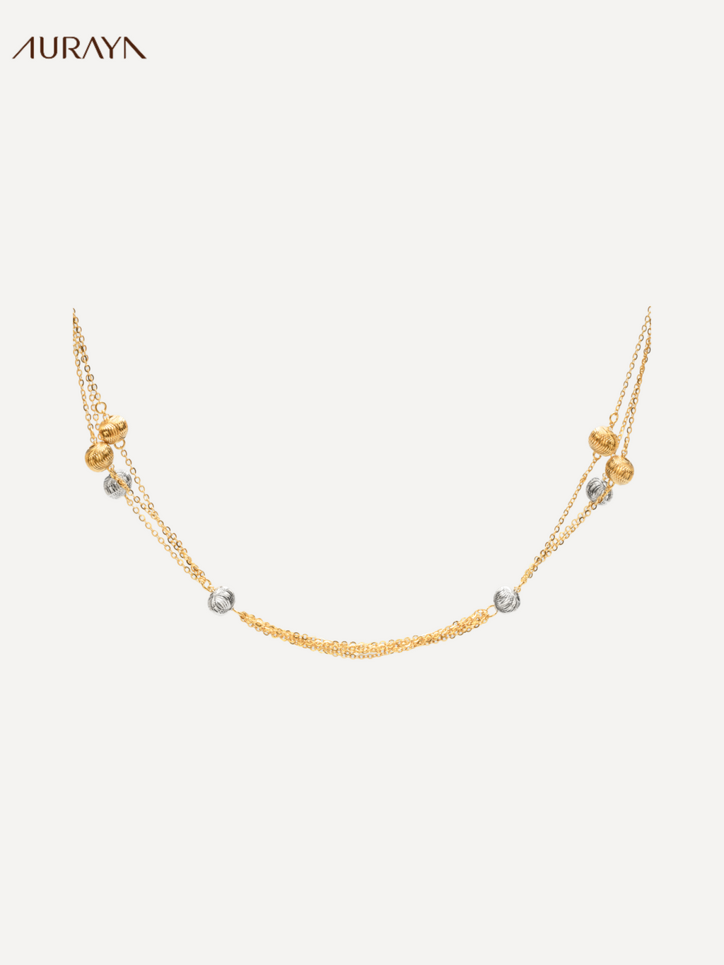 Two-Tone Carved Ball Multi-Layer Necklace