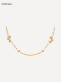 Two-Tone Carved Ball Multi-Layer Necklace
