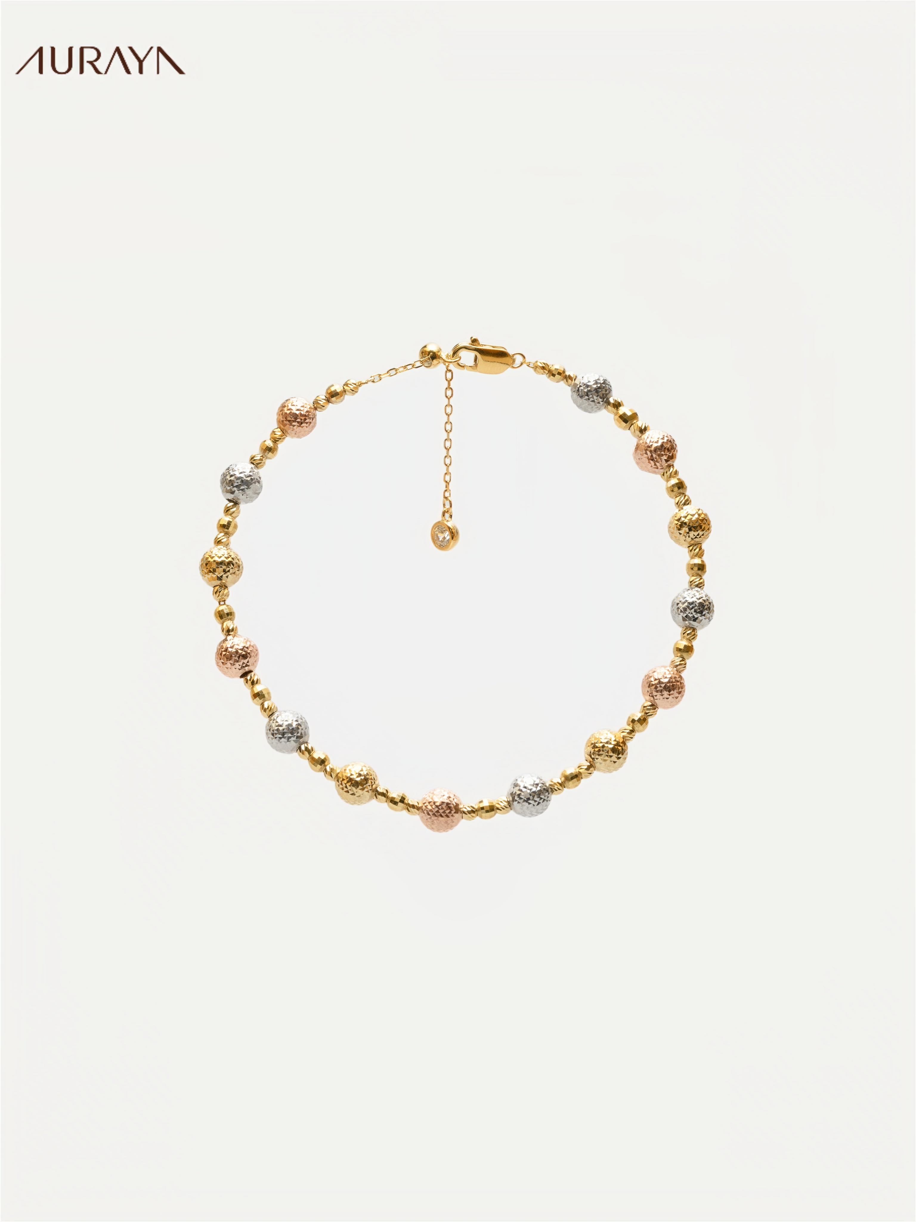Tri-Tone Diamond-Cut Sphere Bracelet