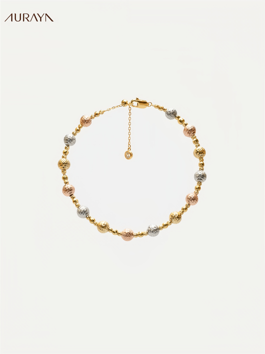 Tri-Tone Diamond-Cut Sphere Bracelet