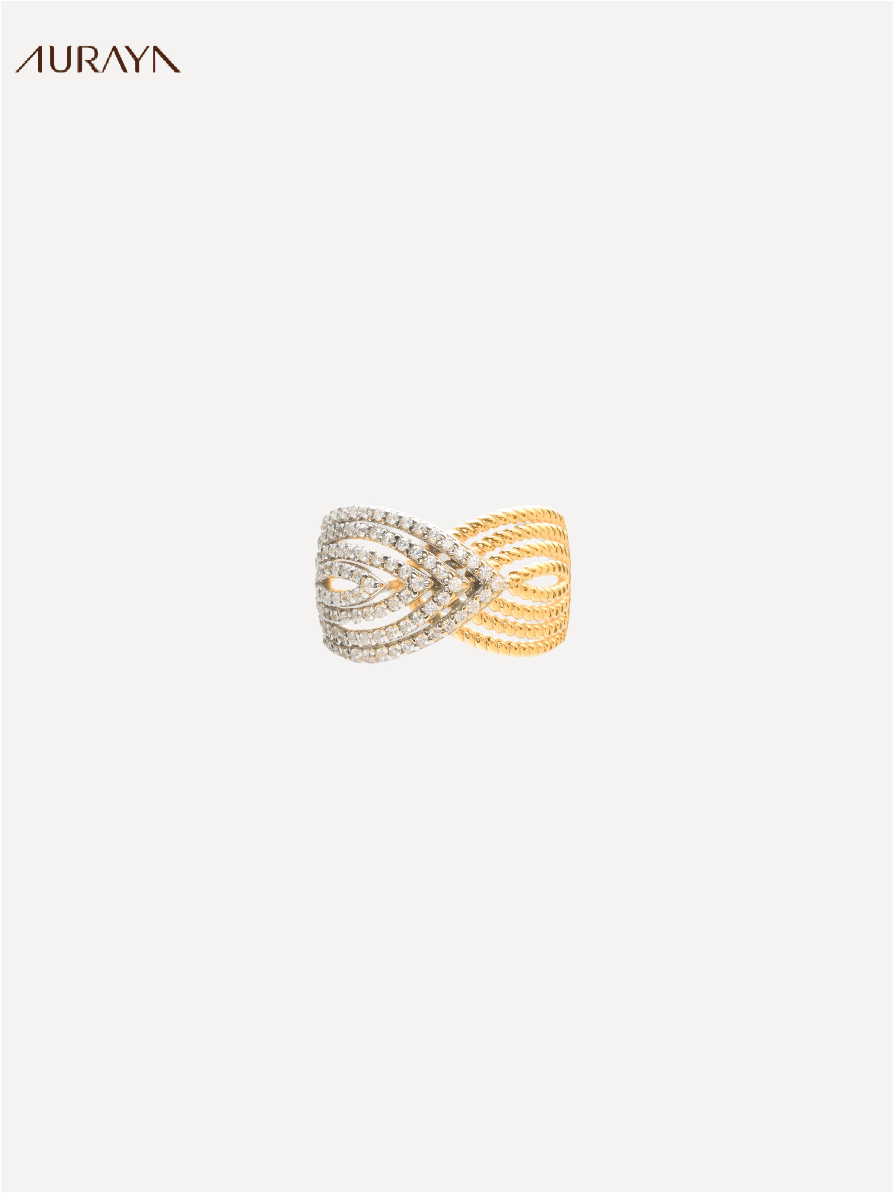 Two-Tone Intertwined Cross Band Ring