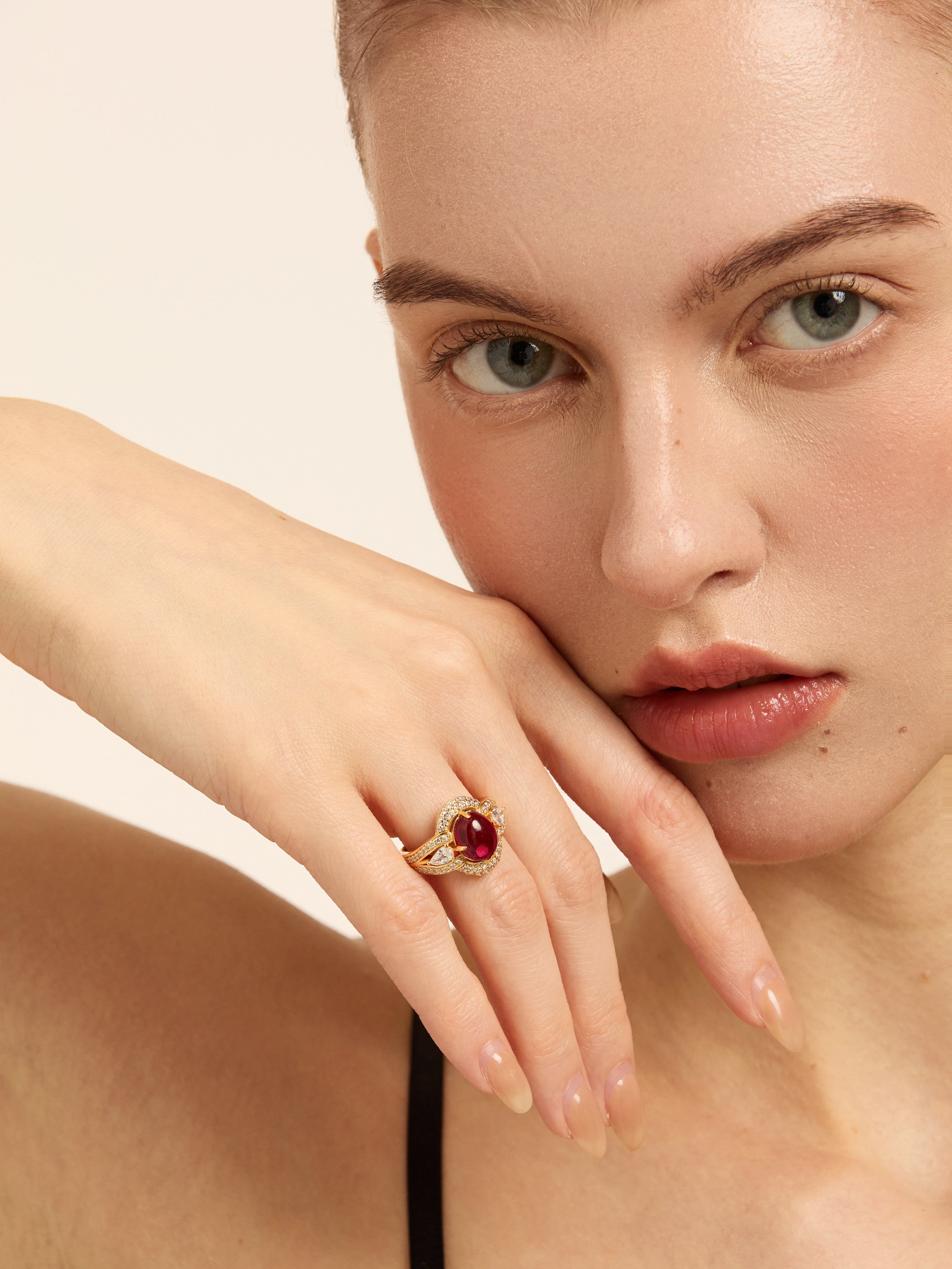 Crimson Queen Oval Statement Ring