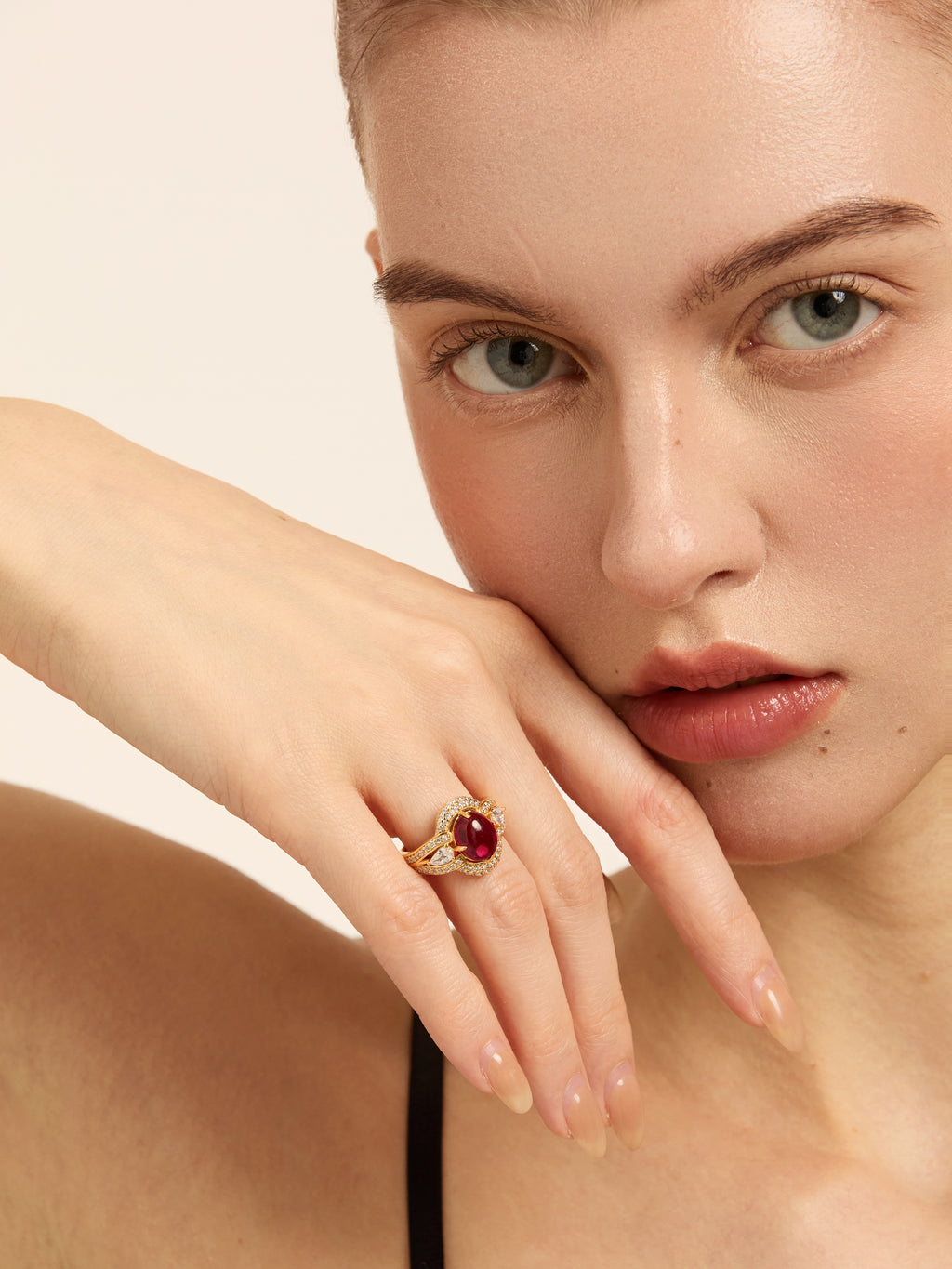 Crimson Queen Oval Statement Ring