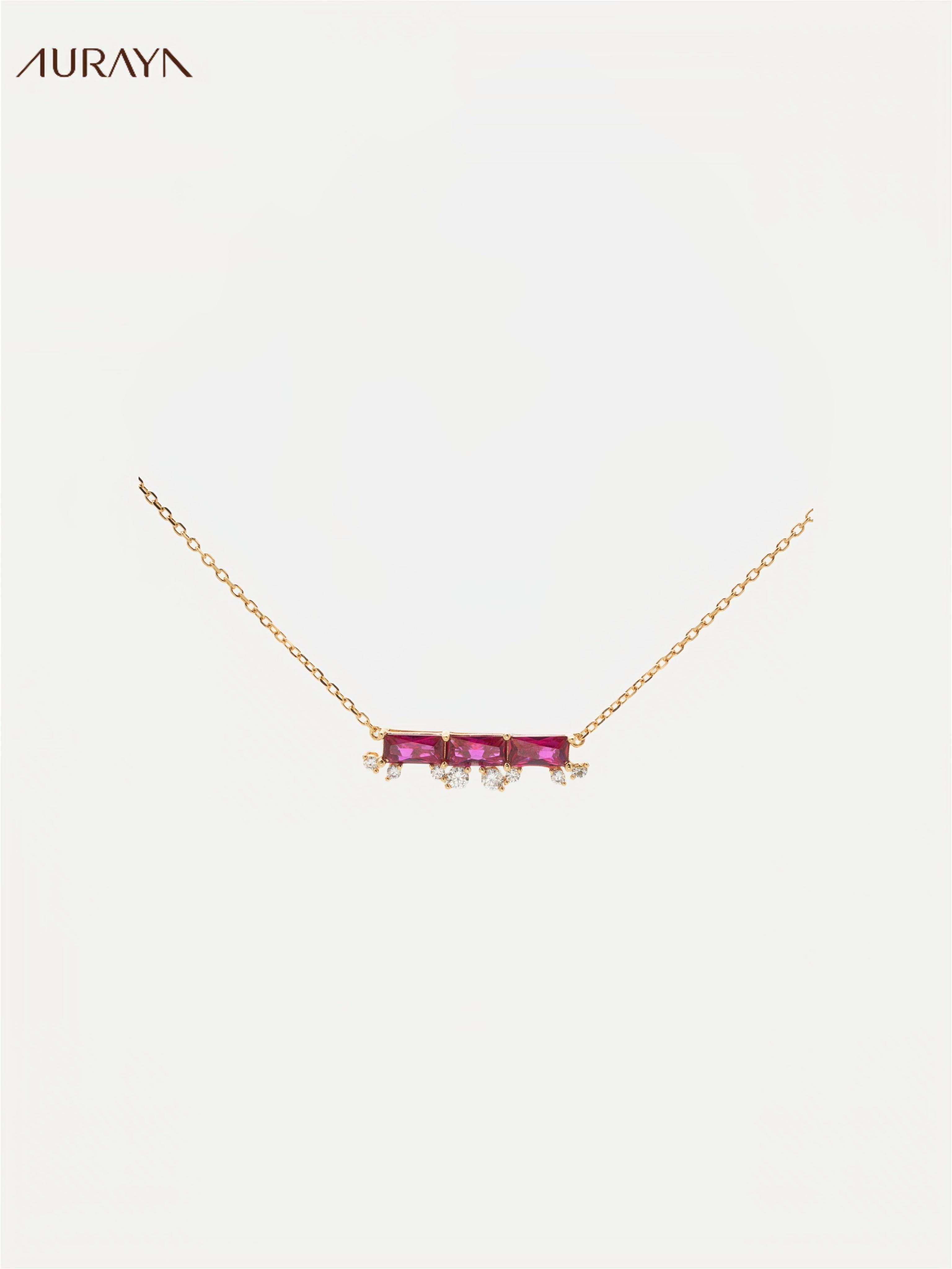 Ruby Balance Bar Pendant Necklace
