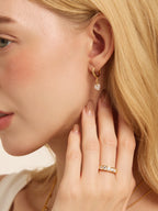 Shimmering Diamond-White Heart Drop Earrings
