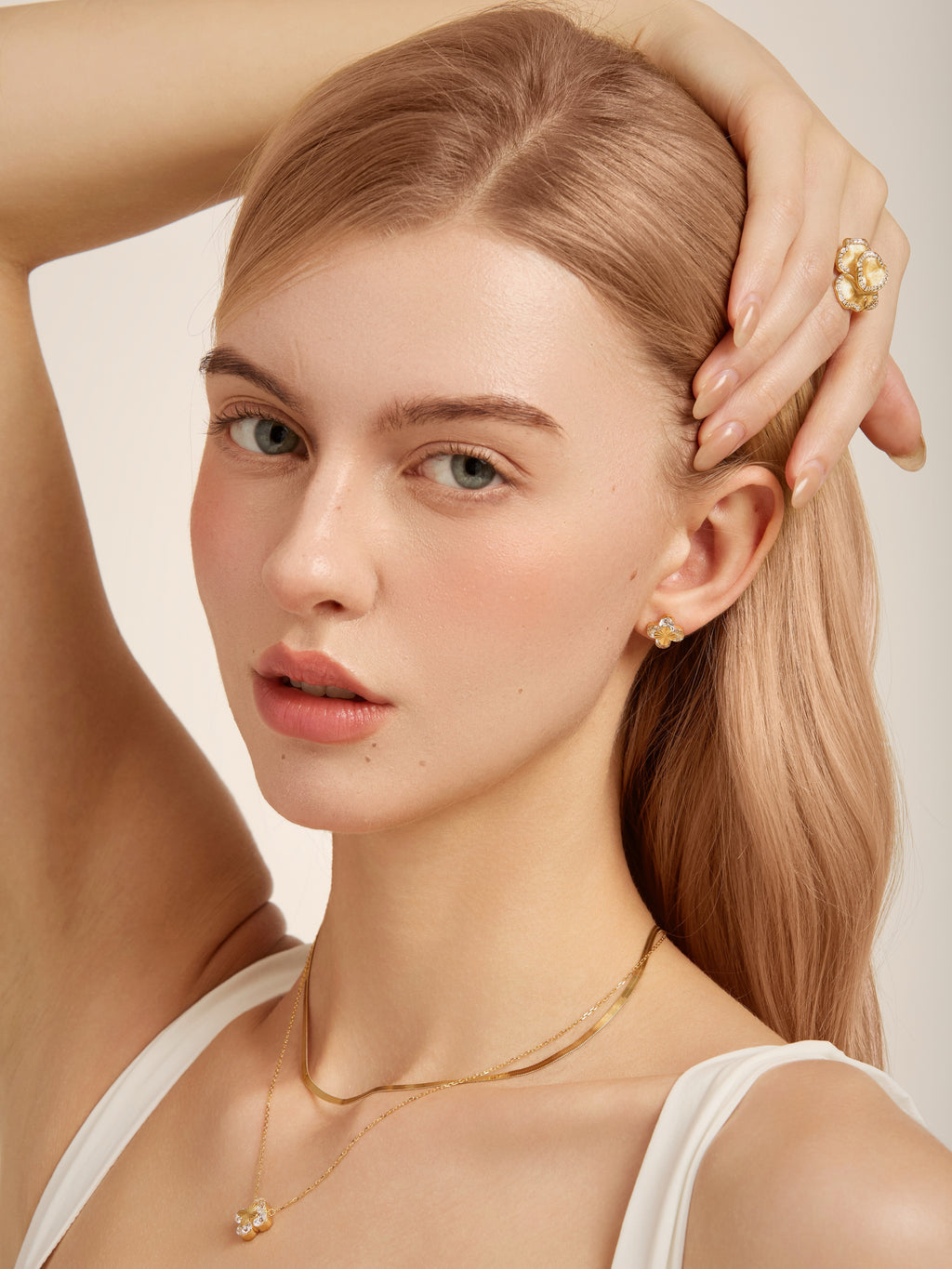 Architectural Floating Diamond Flower Earrings