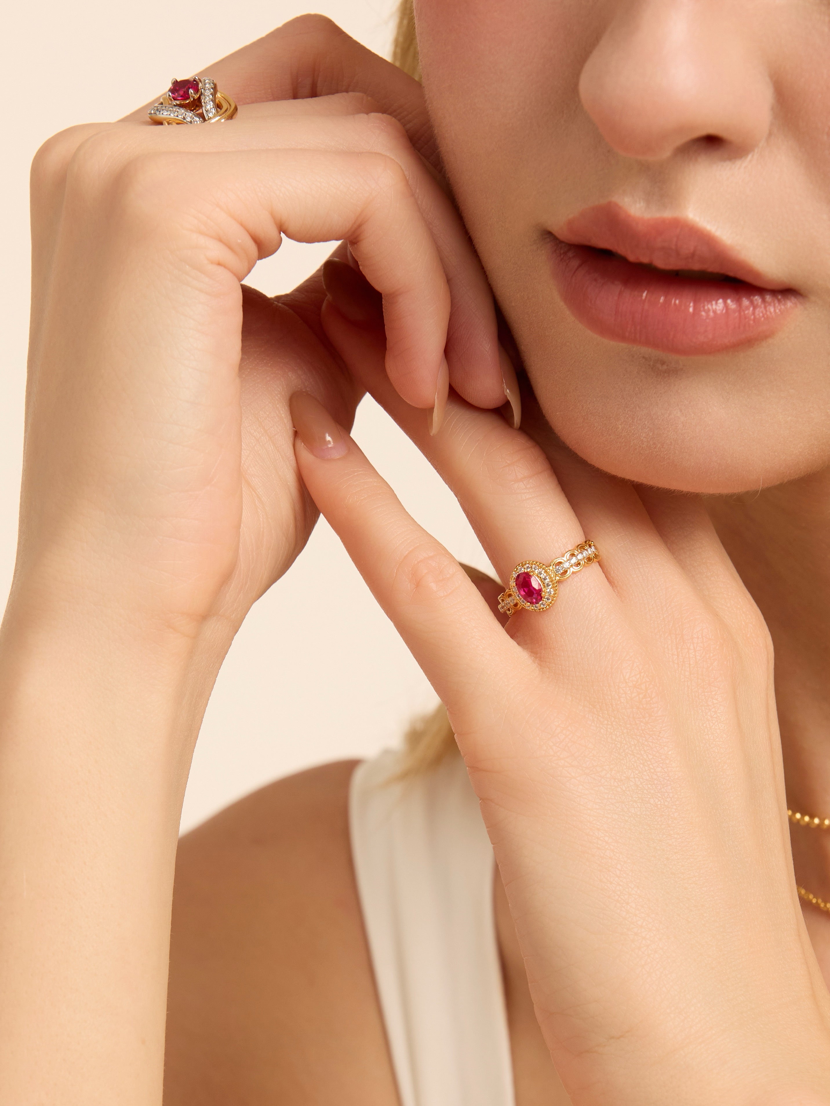 Vintage Crimson Ruby Bezel Statement Ring