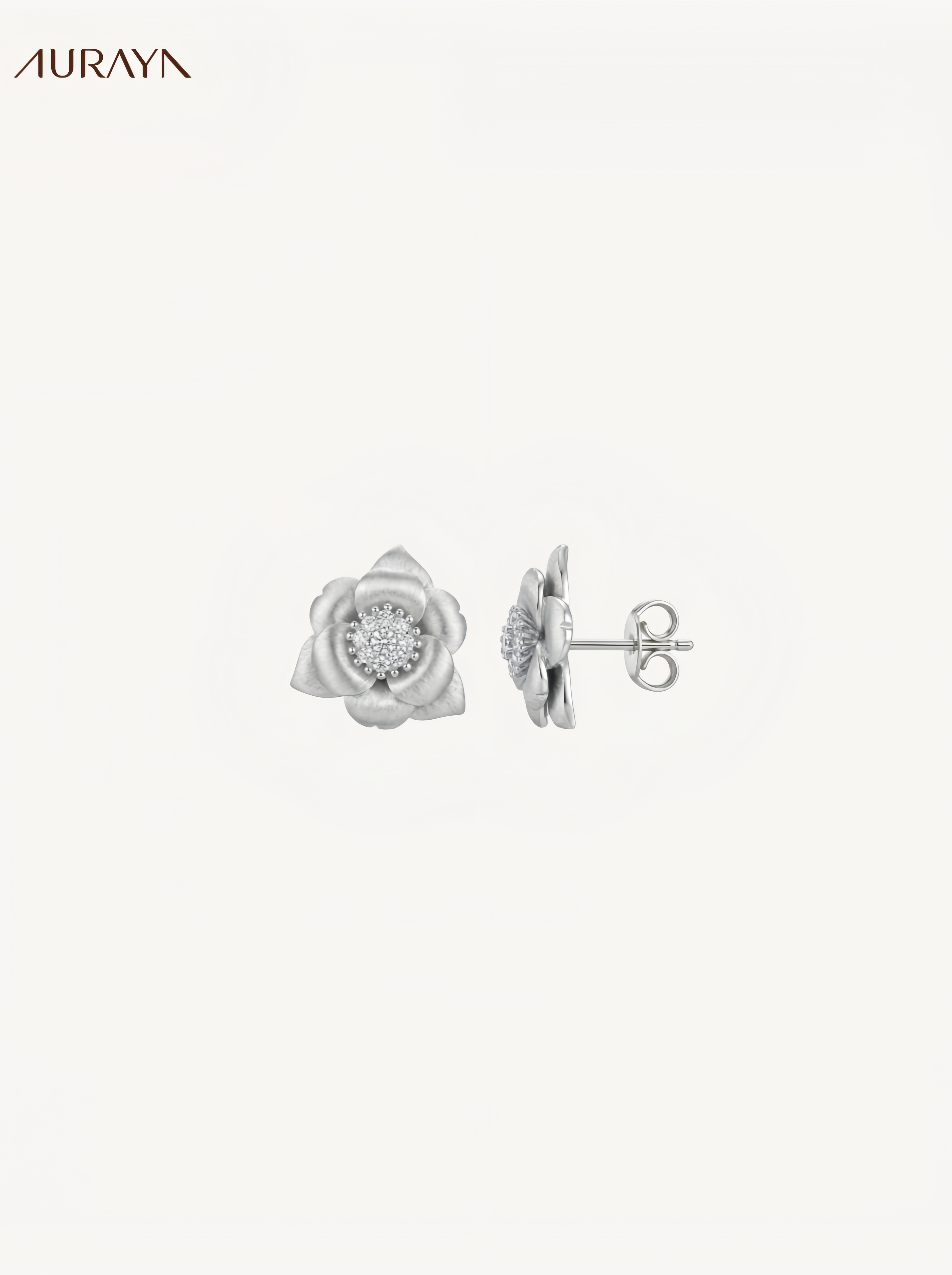 Brushed Camellia Petal Stud Earrings