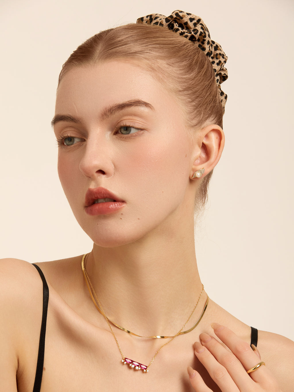 Ruby Balance Bar Pendant Necklace