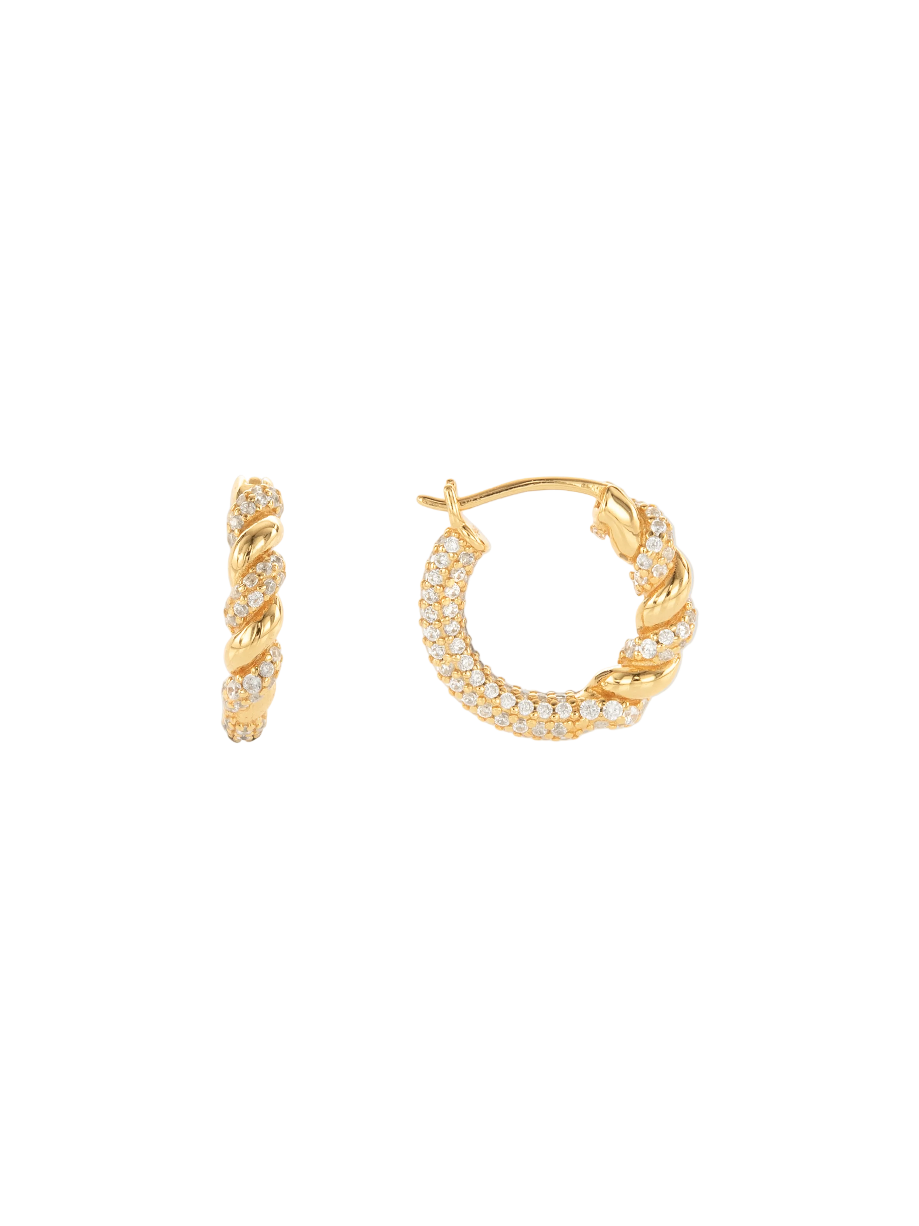 Twisted Pavé Hoop Earrings / Silver & Gold