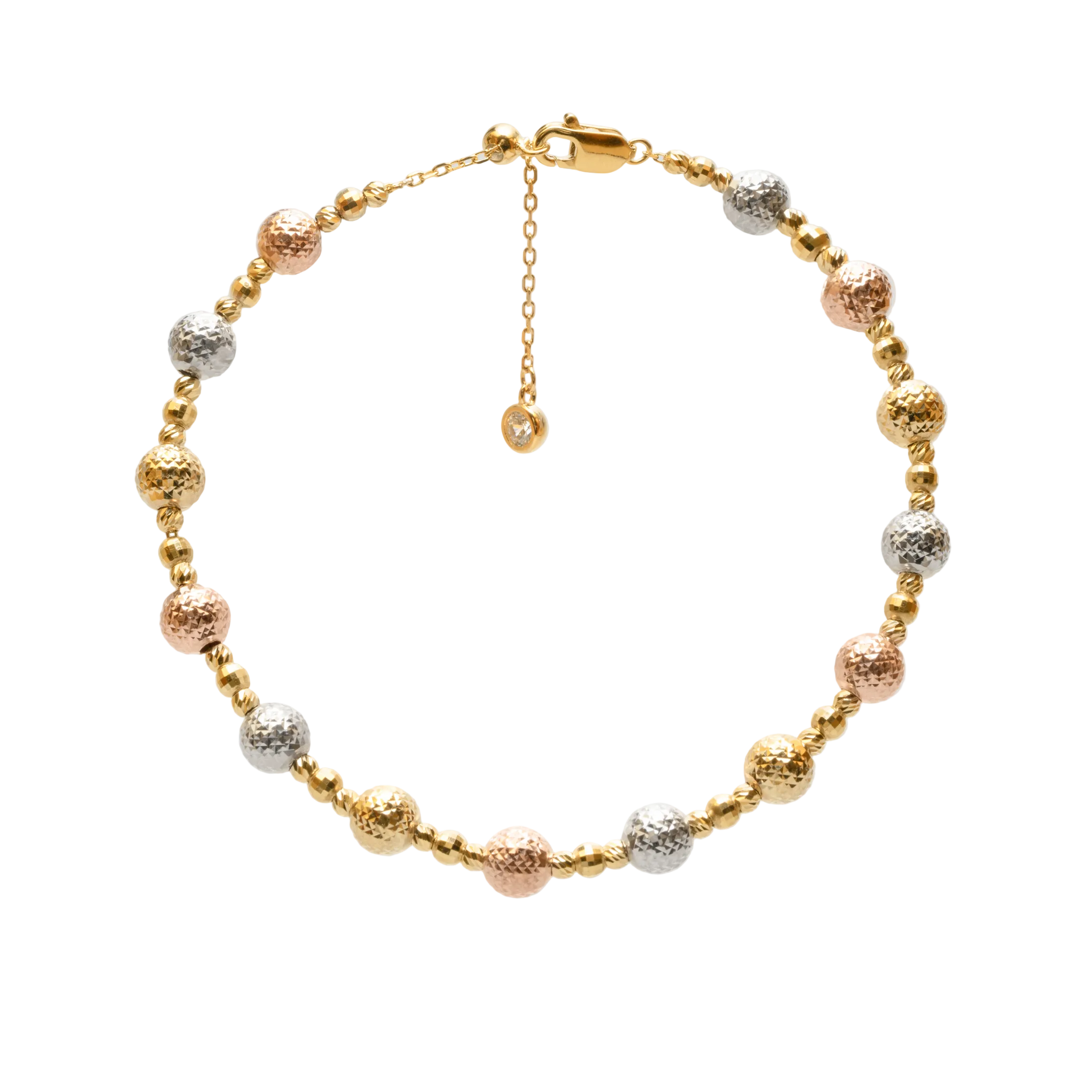 Tri-Color Hammered Bead Bracelet