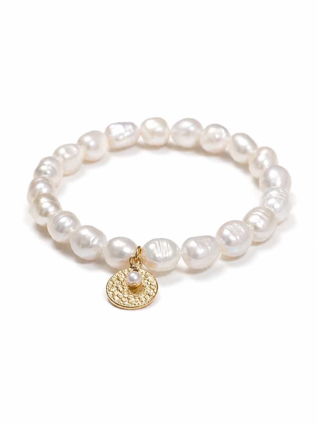 Gardenia Pearl Bracelet, close-up bracelet detail on a white studio background