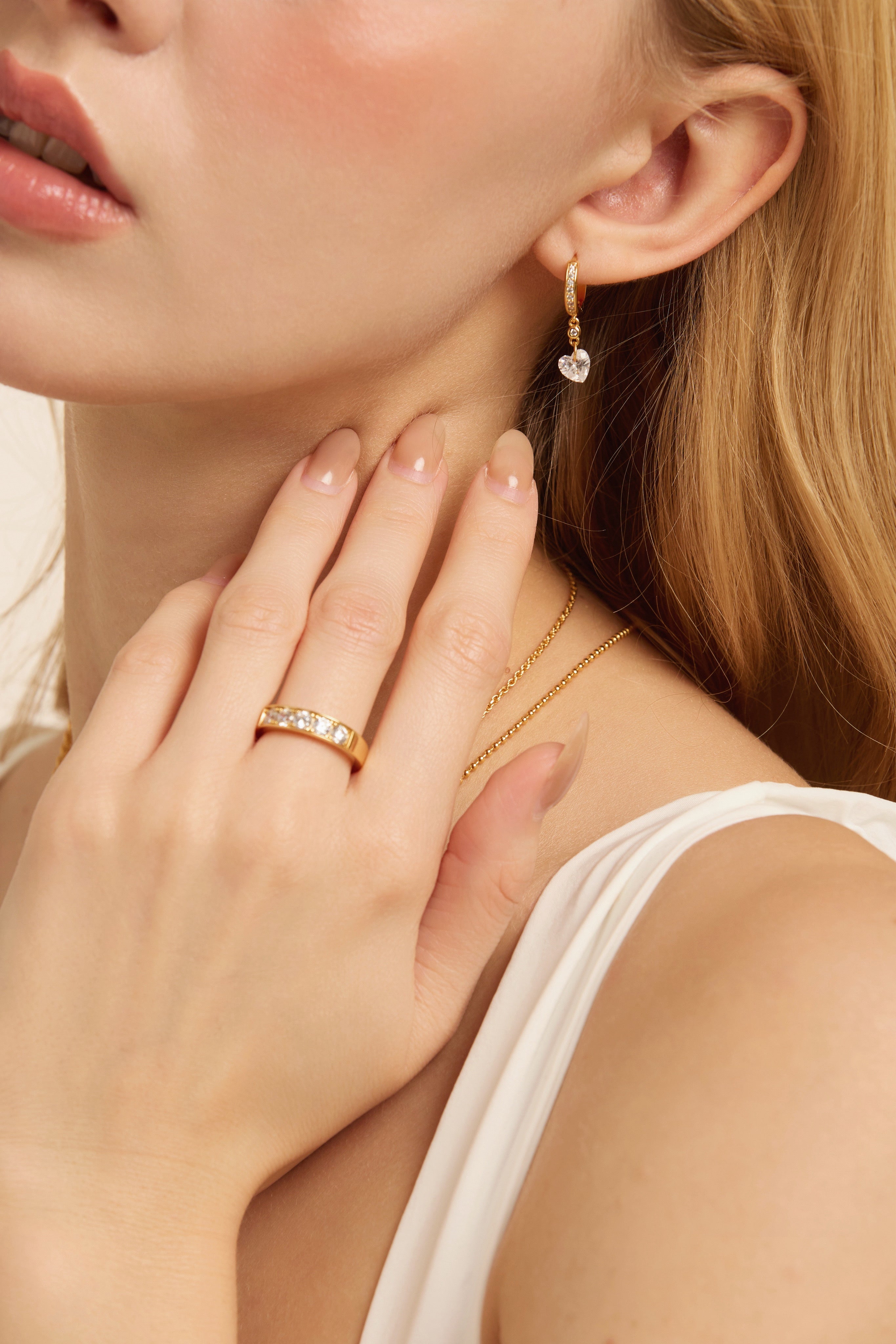 Half-Pavé Polished Band Ring