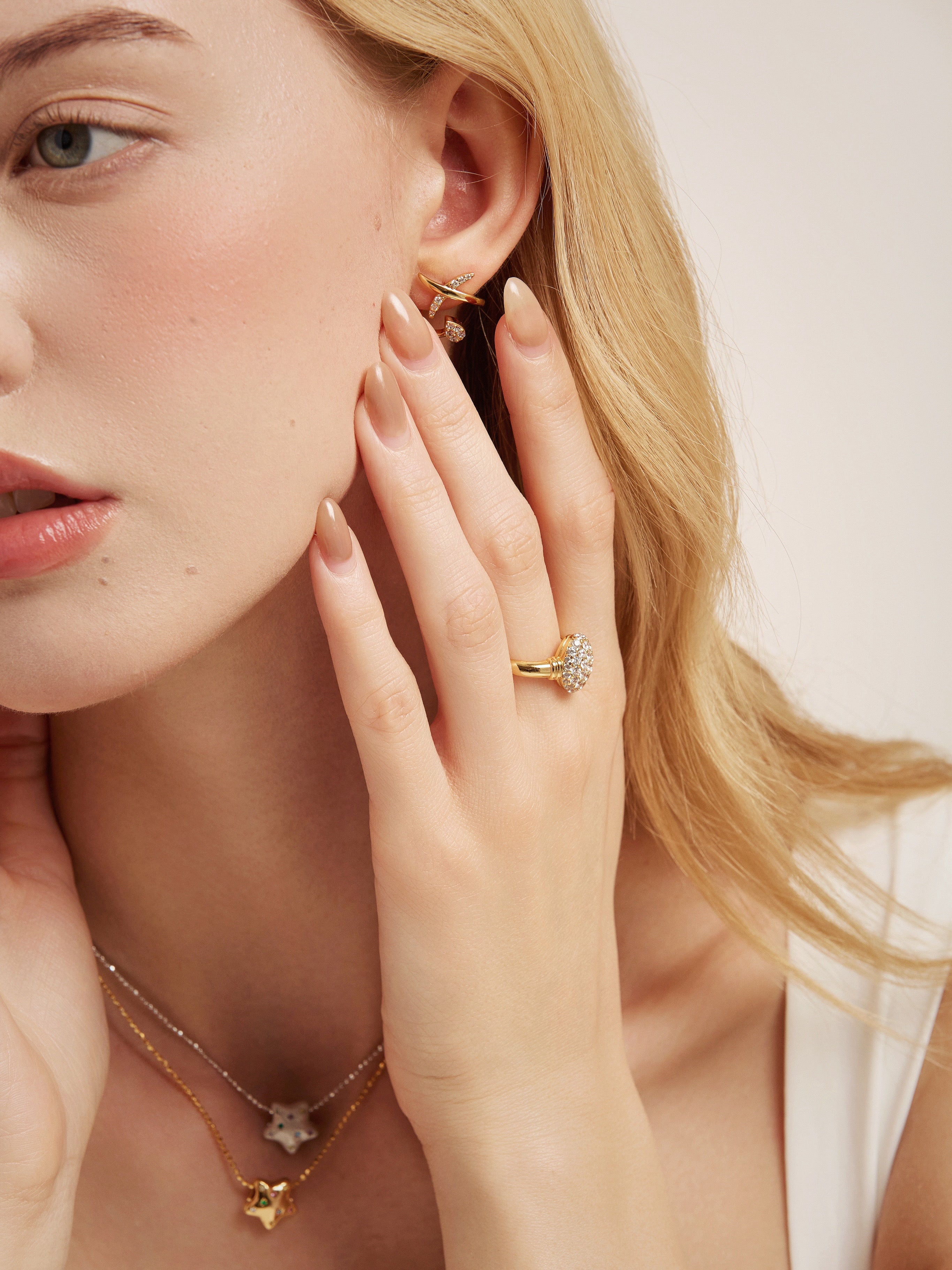 Frozen Tear Drop Stud Earrings