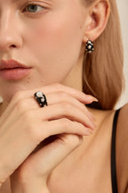 Starry Night Enamel Huggie Hoop Earrings