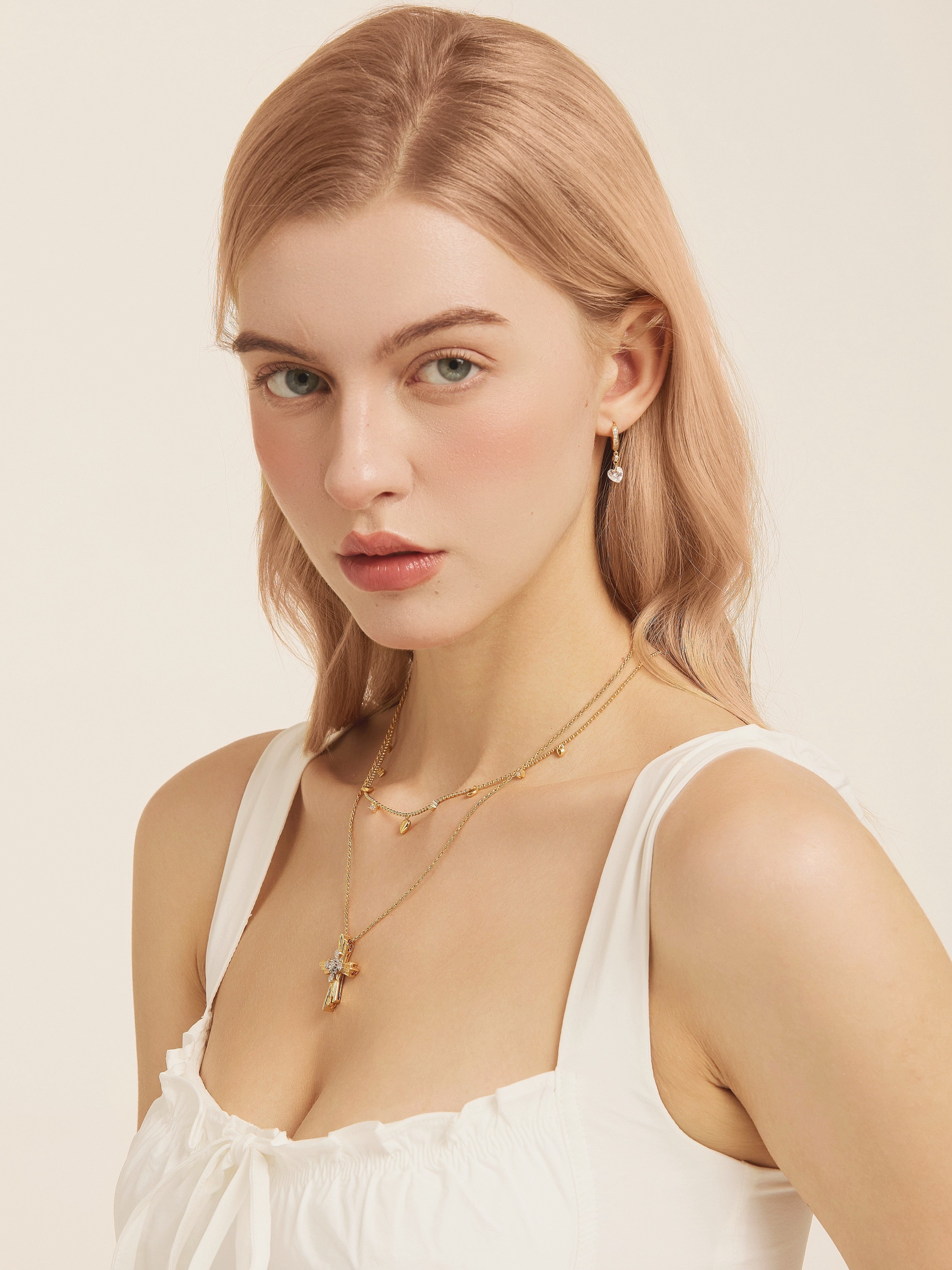 Vintage Two-Tone Intertwined Cross Necklace