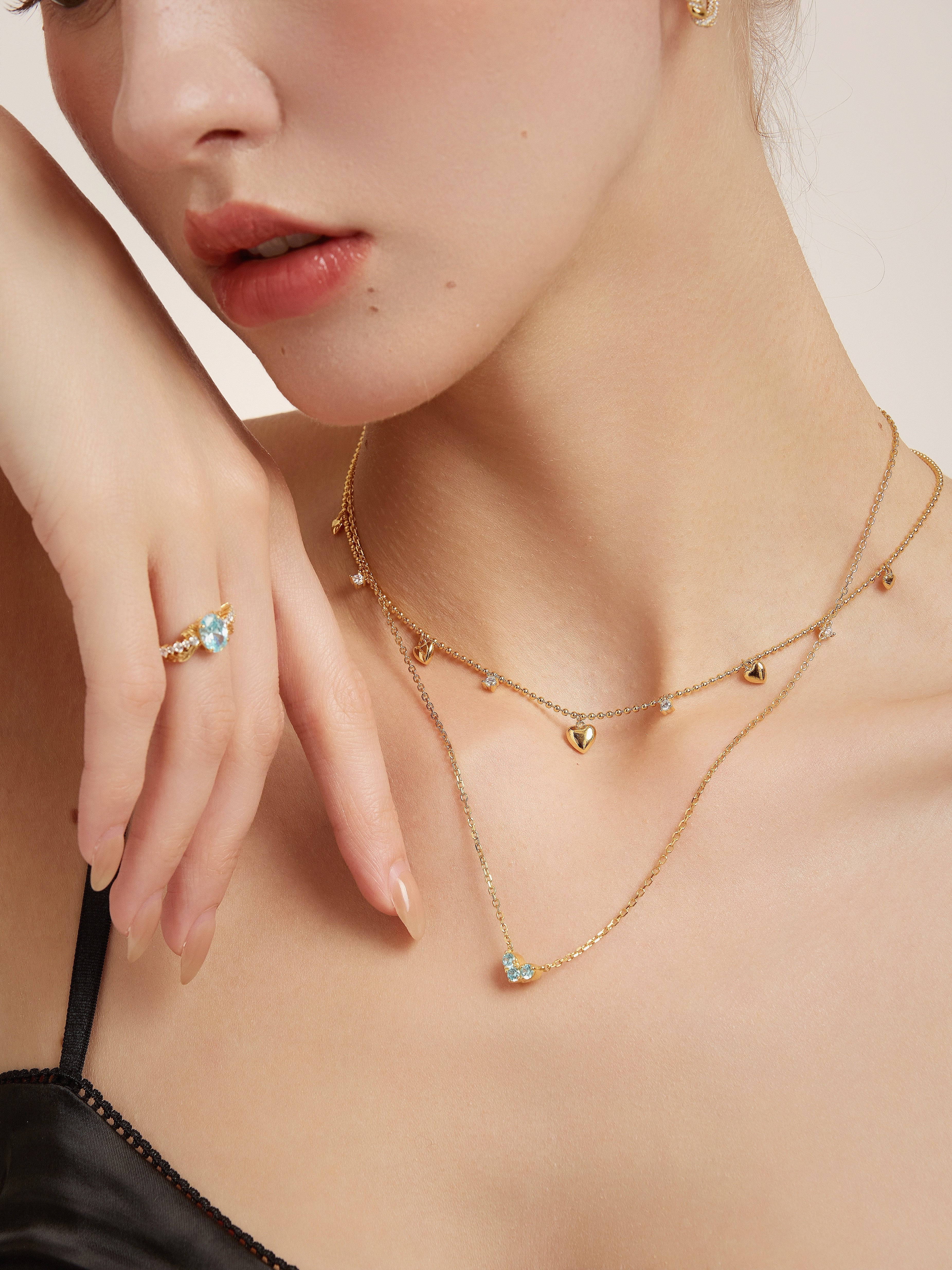 Reversible Heart-Set Stone Necklace