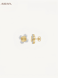 Architectural Floating Diamond Flower Earrings