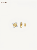Architectural Floating Diamond Flower Earrings