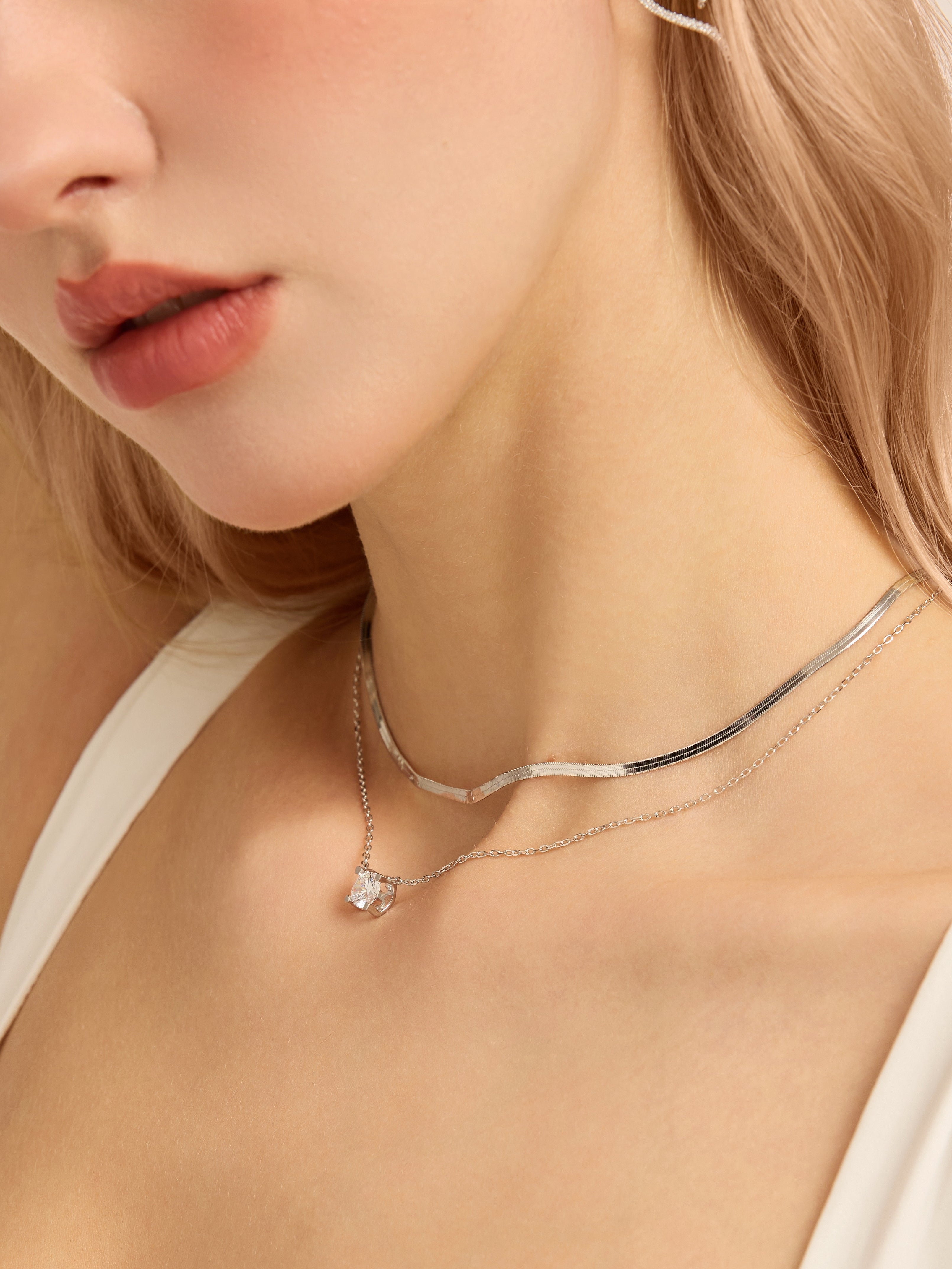 Single Diamond Solitaire Pendant Necklace