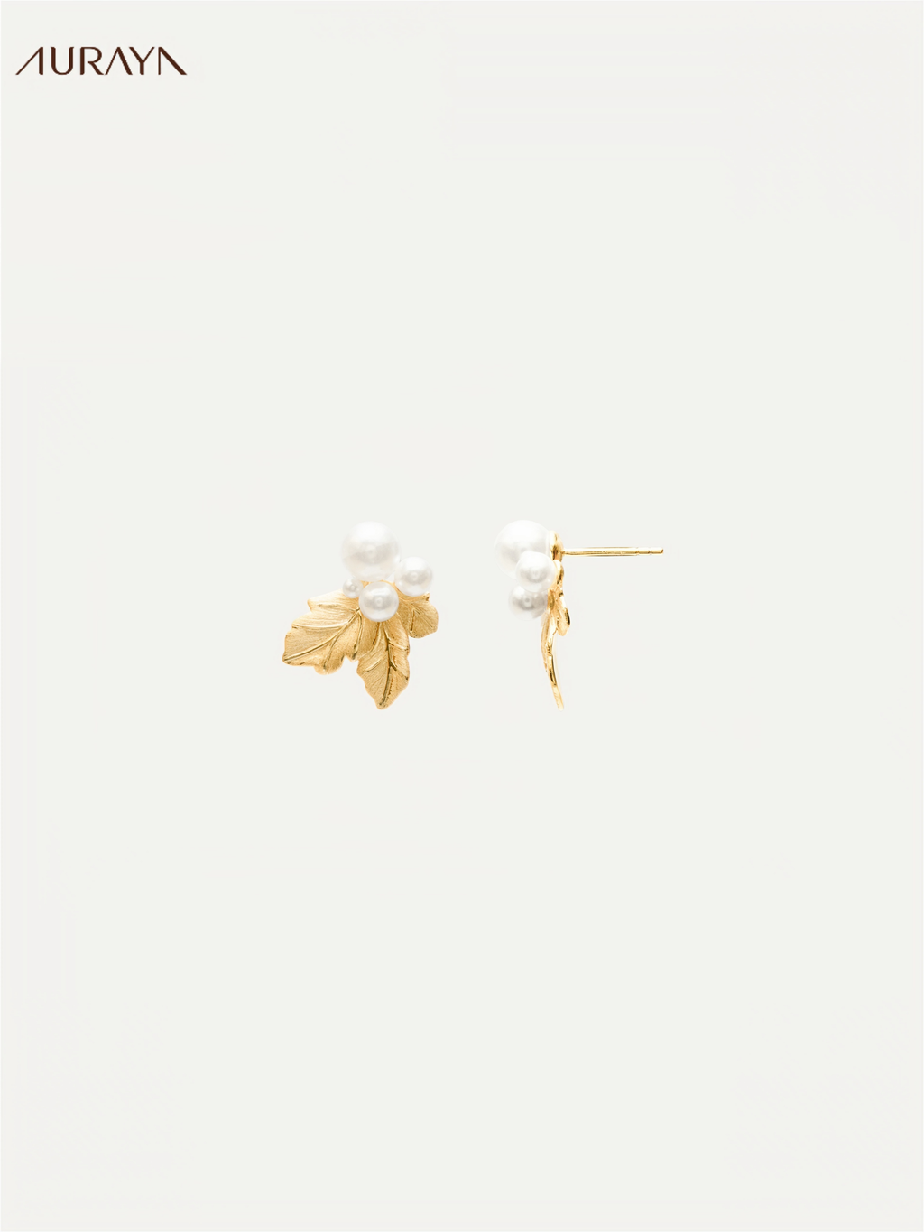 Brushed Grape Leaf Stud Earrings