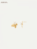 Brushed Grape Leaf Stud Earrings