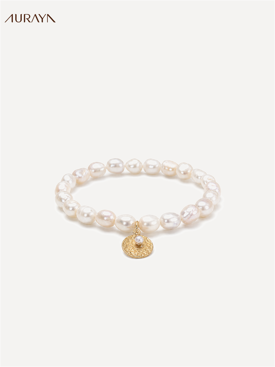 Gardenia Pearl Bracelet, full bracelet layout on a white studio background