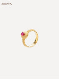 Vintage Crimson Ruby Bezel Statement Ring
